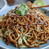 Refreshing chilled soba noodle salad, tossed with colorful veggies and nutty dressing.