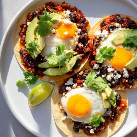 Fragrant Huevos Rancheros featuring a runny egg, spicy sauce, and fresh cilantro, ready to enjoy.