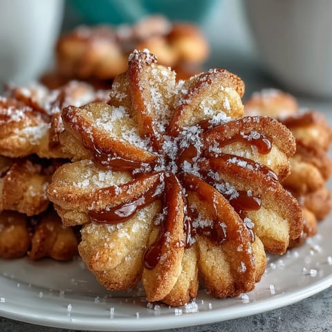 Delicate flower-shaped shortbread cookies with buttery, golden edges, perfect for spring tea parties and celebrations.