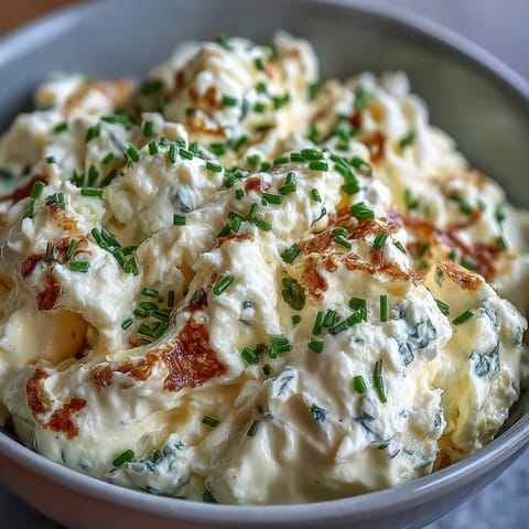 Fluffy scrambled eggs with cottage cheese, perfect served with chives.