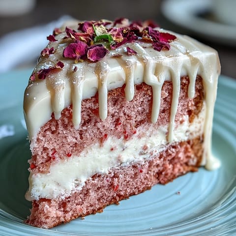 Elegant pink Rosé Velvet Cake with shimmering gold drip, perfect for bridal showers.