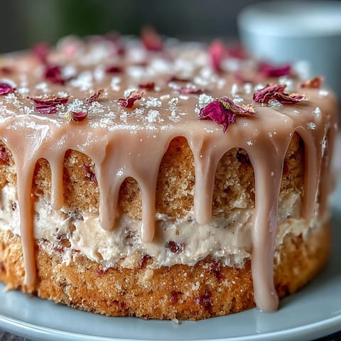Decadent Bridal Shower Rosé Velvet Cake, moist, pink, with luscious cream cheese frosting.