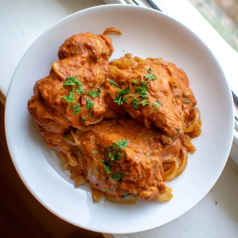 Vibrant Chicken Tikka Masala with a comforting aroma, ready for serving with warm naan bread.
