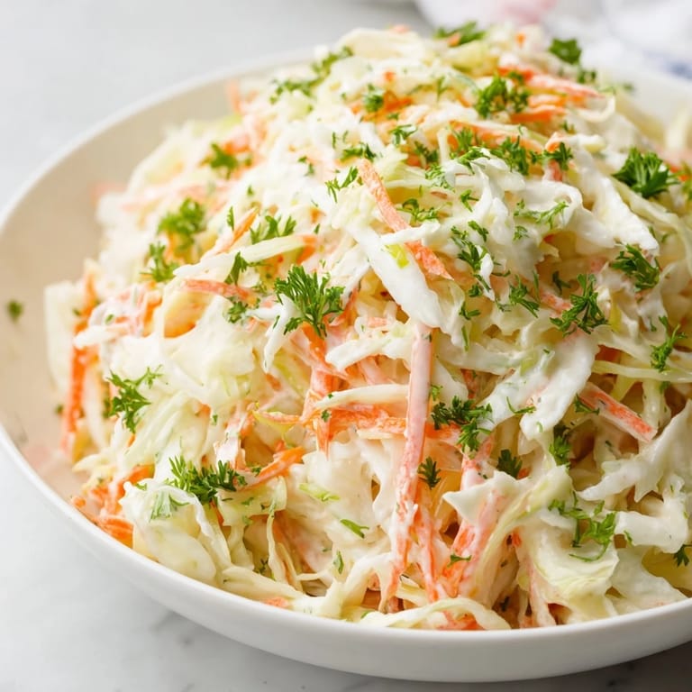 This flavorful Coleslaw with Apple incorporates grated carrots and green onions for delicious texture and taste.