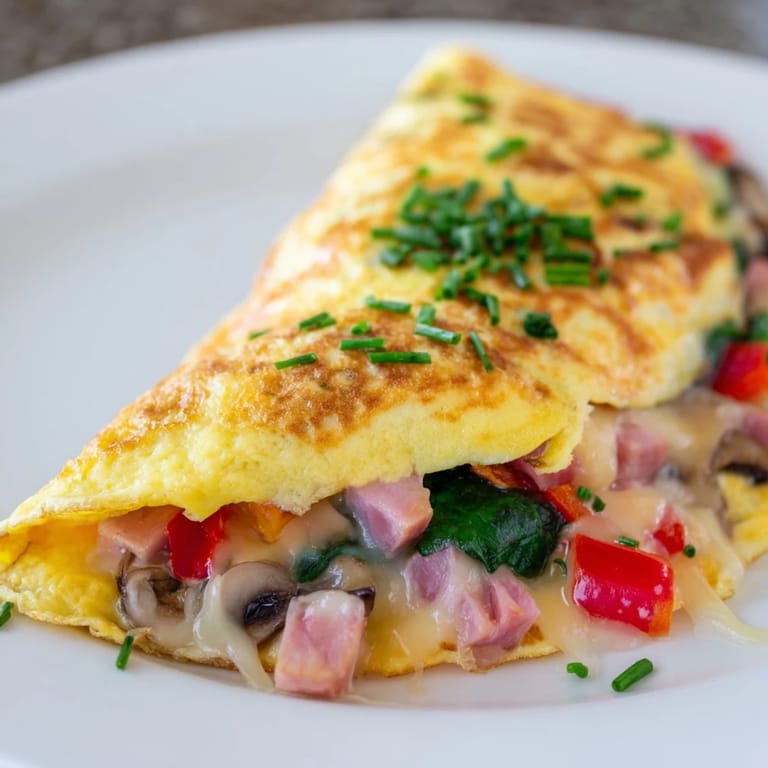 Freshly made omelet with cheese, showcasing melted cheese, a simple yet satisfying meal.