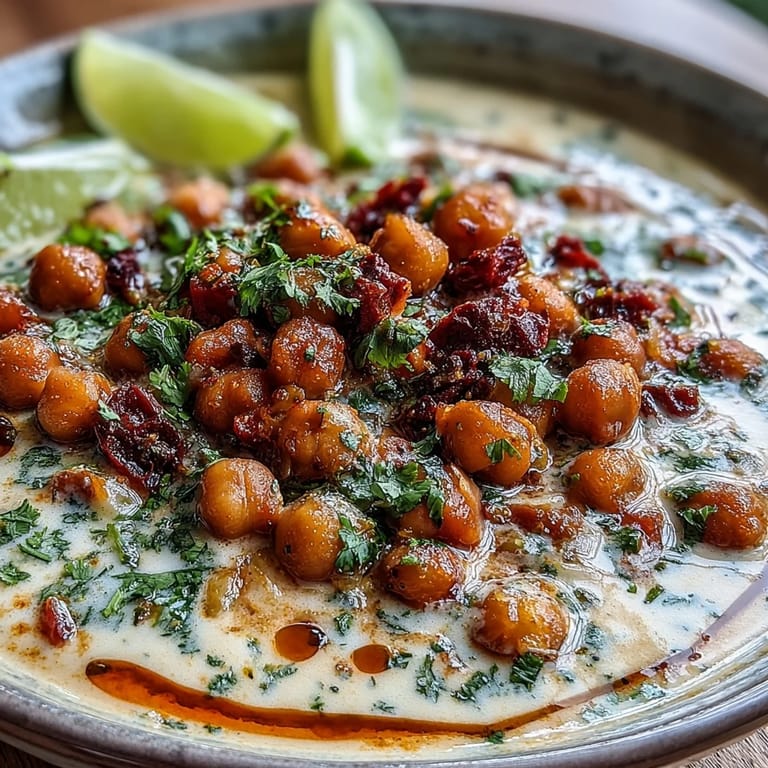 Vibrant Chickpea Curry served over fluffy white rice, topped with fresh cilantro, ready for a comforting, vegan weeknight dinner.