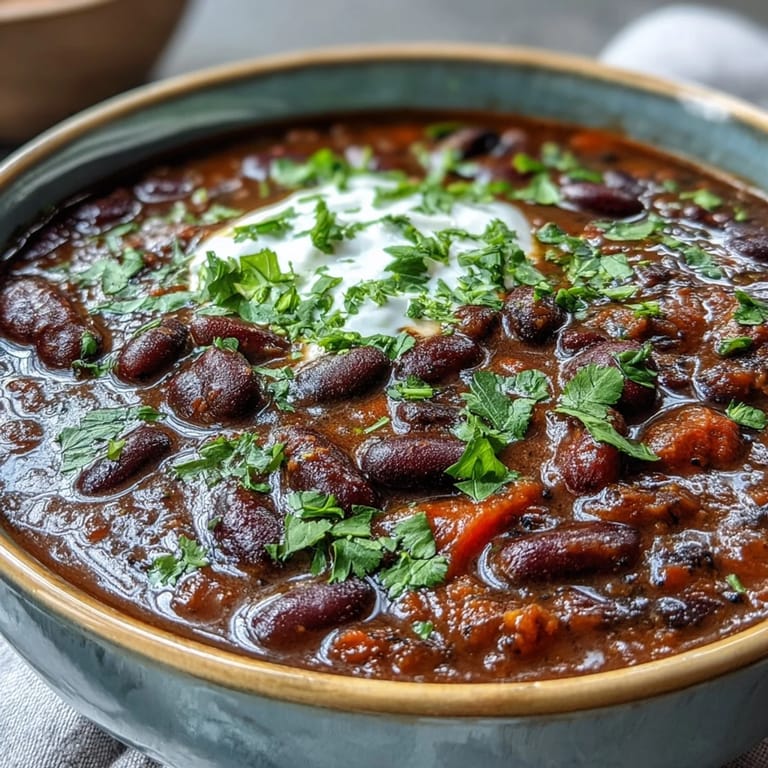 Creamy Black Bean Soup in a ceramic bowl with lime wedges for serving.
