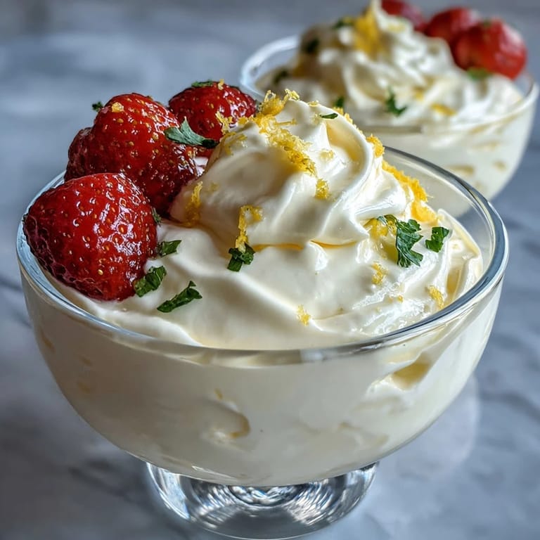 Stirred lemon cream folded with whipped cream for a silky, bright British treat.