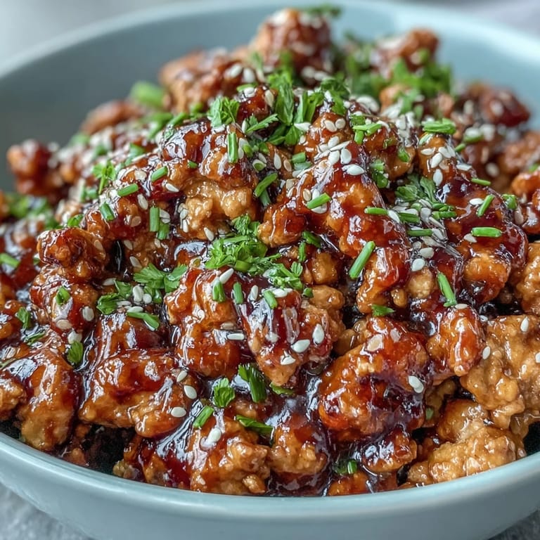 Sizzling Korean-Style Ground Turkey simmered in savory soy glaze, finished with sesame seeds, served family-style with chopsticks.