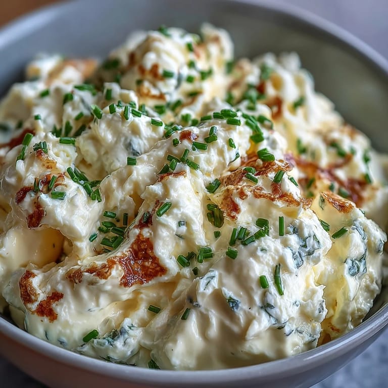 Fluffy scrambled eggs with cottage cheese, perfect served with chives.
