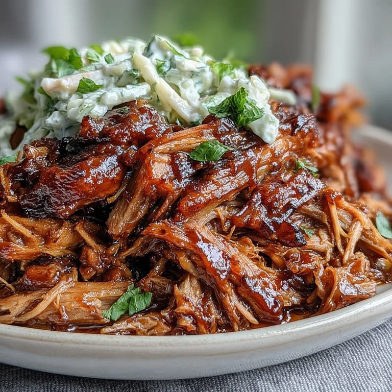 Moist, smoky Juneteenth BBQ Pulled Pork piled high with sweet, crisp watermelon slaw.
