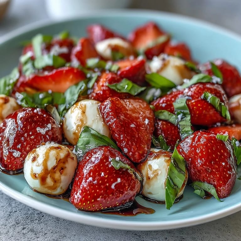 Enjoy this easy Fresh Strawberry Caprese Salad, a perfect colorful and creamy appetizer.