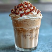 Creamy vanilla bean frappuccino protein shake with a smooth, frosty texture and rich vanilla aroma.