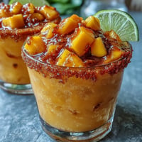 Vibrant cinco de mayo mangonada mocktail cup with spicy chamoy and lime rim.