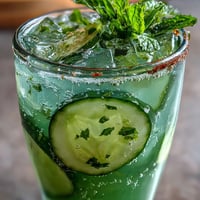 A vibrant Green Detox Cucumber Mint Agua Fresca, ready to sip and refresh.