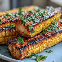 Grilled corn ribs with chili lime butter, charred and juicy, perfect summer side dish.